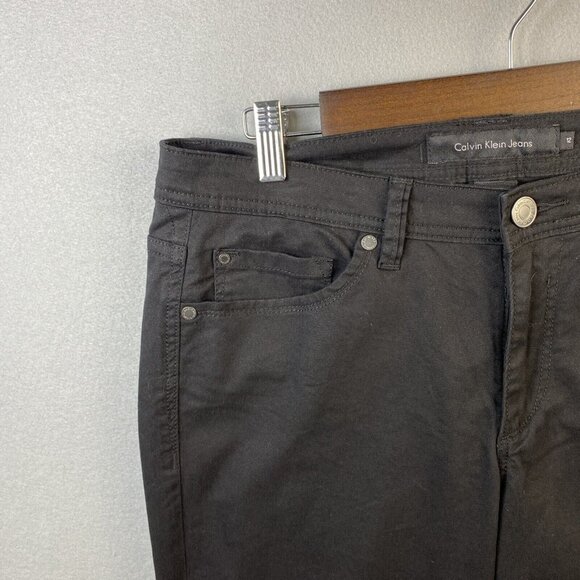Calvin Klein Jeans Skinny Crop Pants Women's Size 12 Black Cotton Blend New NT - Picture 7 of 13
